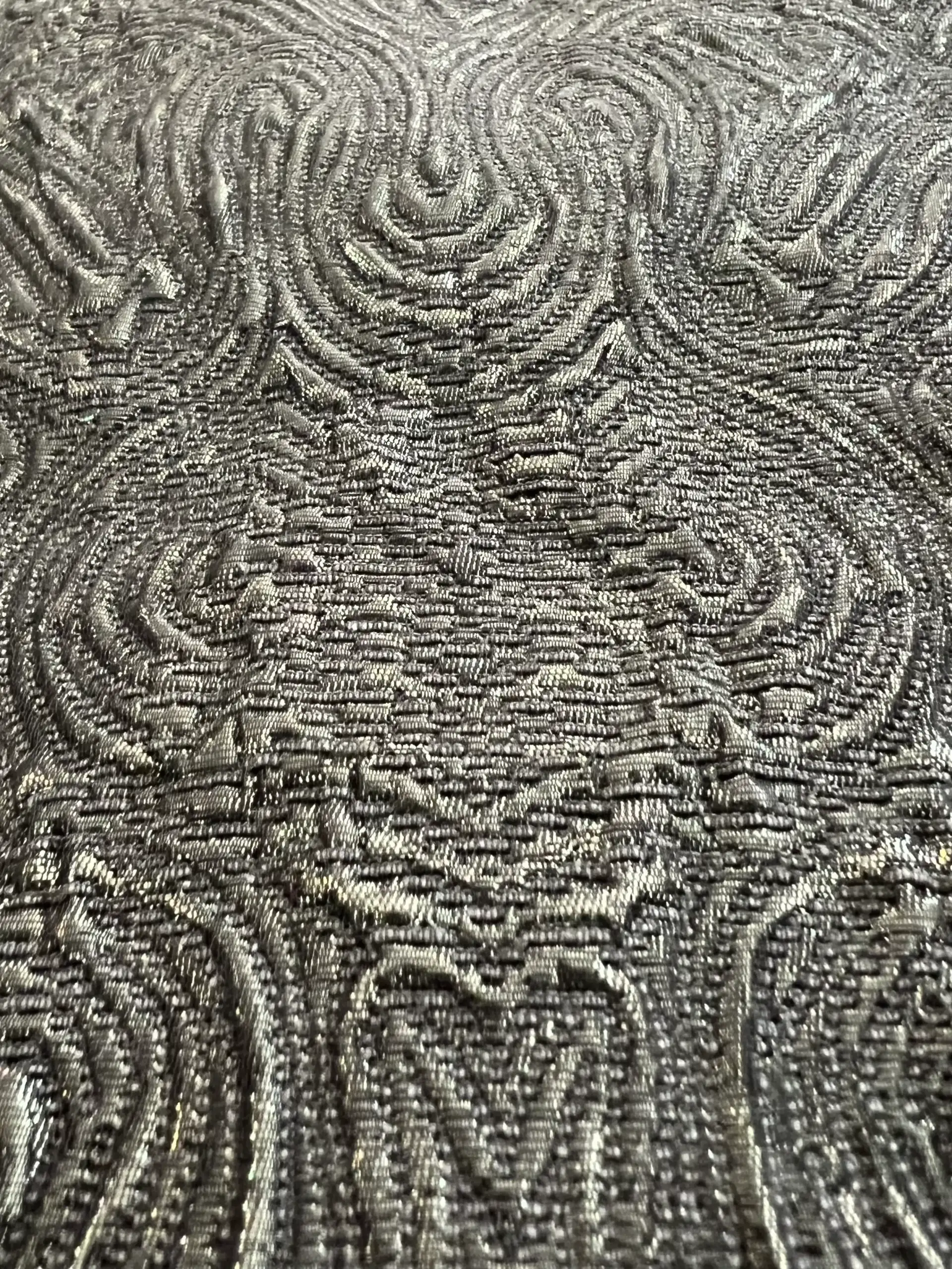 Stretch Cloqué in Grey Lurex + Charcoal 