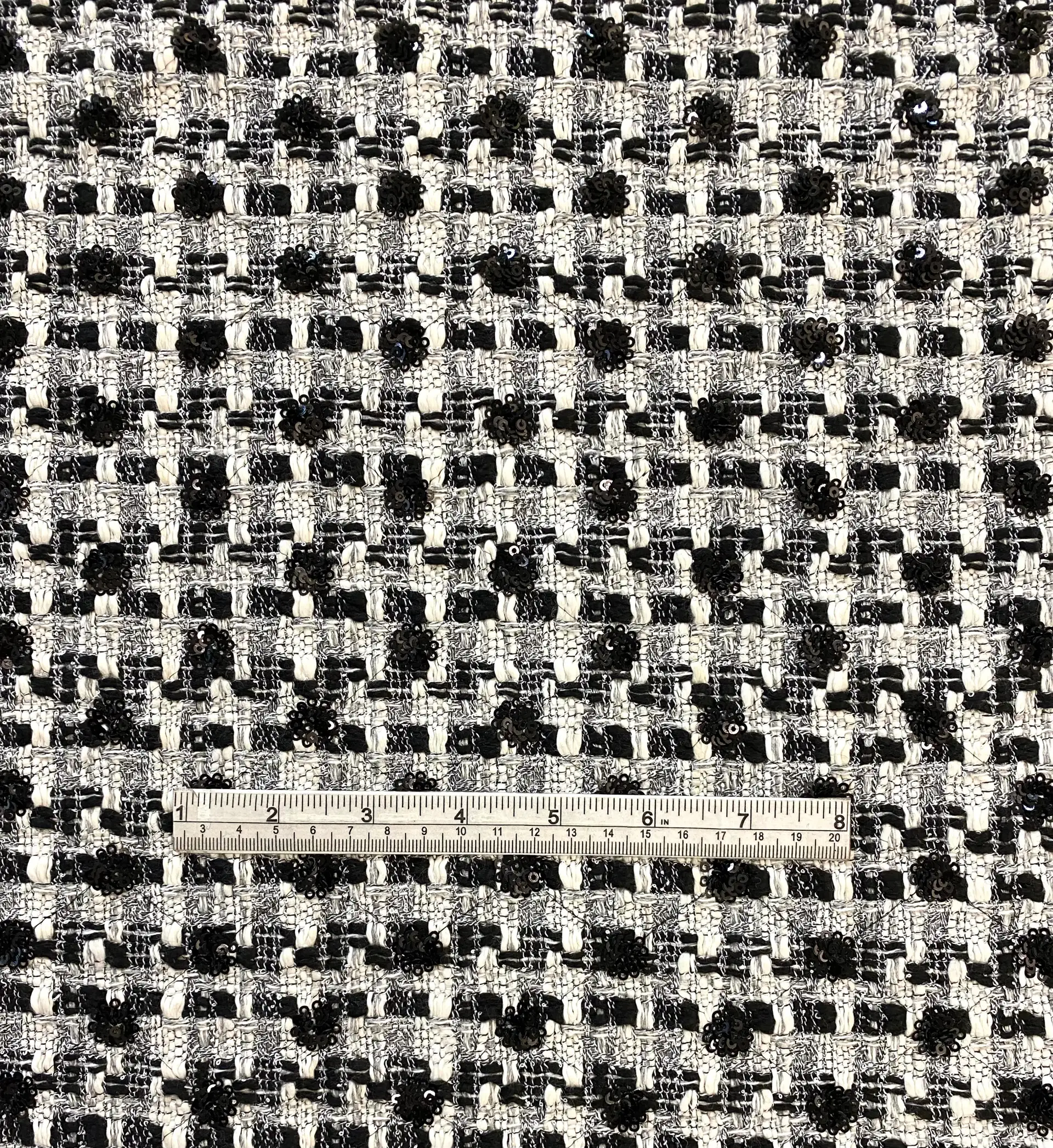 Rayon Blend Sequin Tweed in Black White  