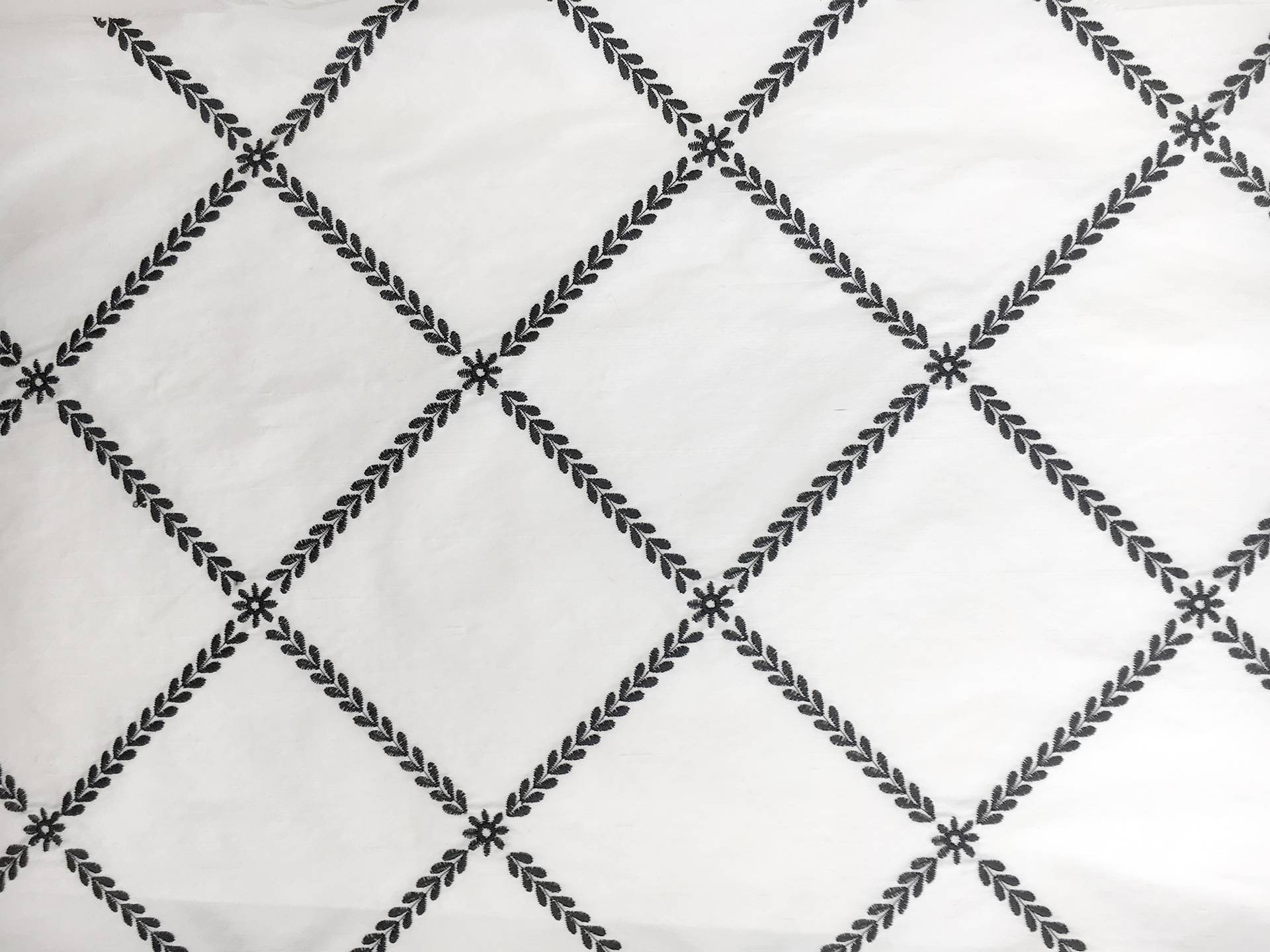 Embroidered Silk Shantung with Diamond Print0