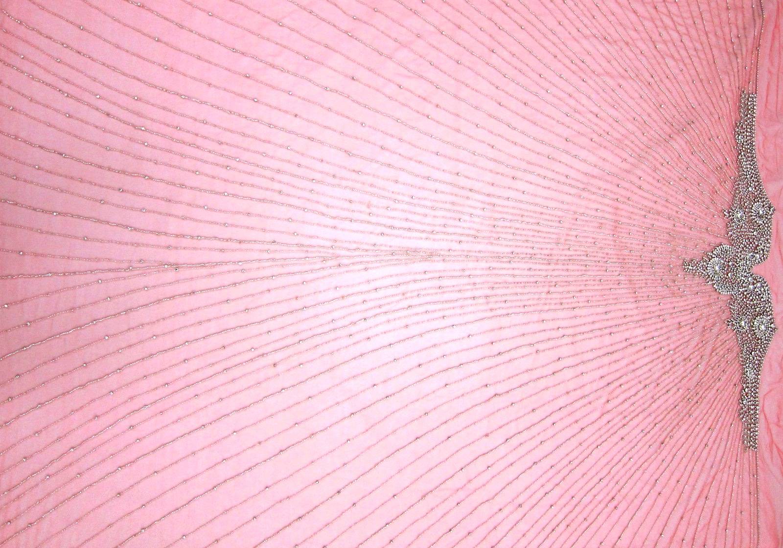 Marguerite Coral Crystal Embroidered Tulle Panel0