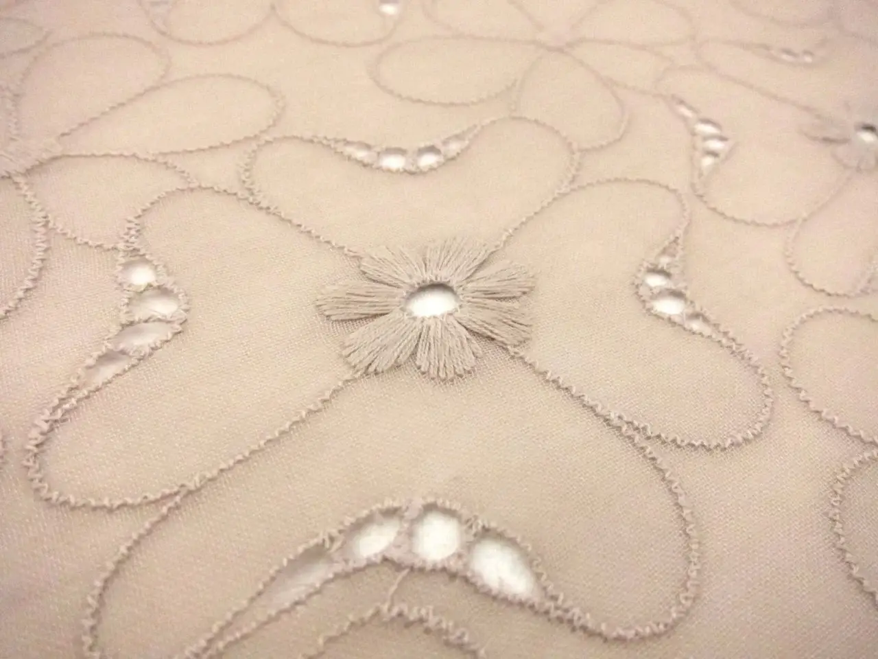Cotton Voile Eyelet in Taupe2