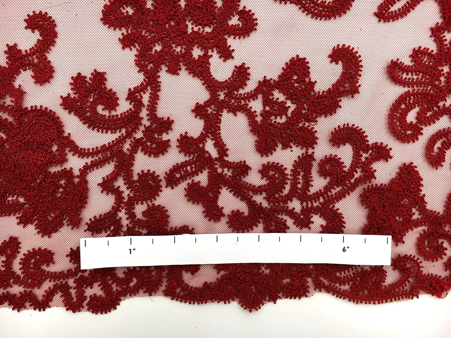 Embroidered Tulle in Oxblood1