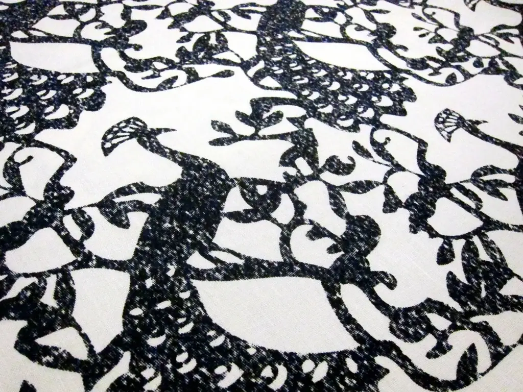Linen Upholstery Peacock Print2