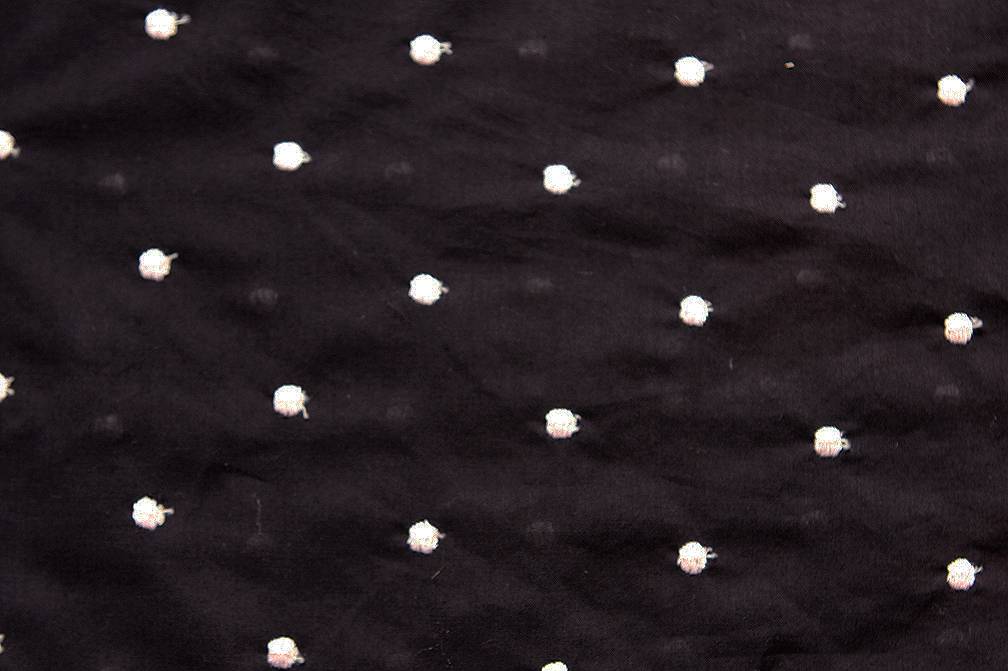 Cotton Embroidered Dots Pale Pink on Black0