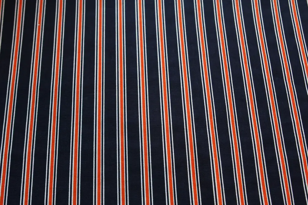 Cotton Canvas Orange Navy Stripe0