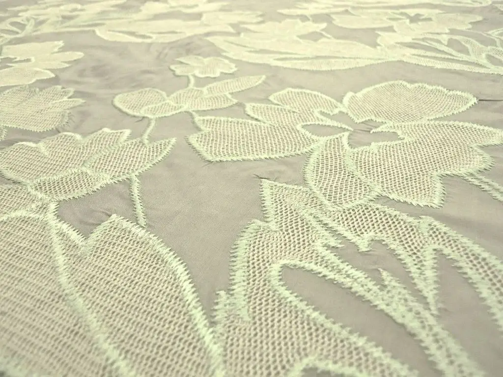 Silk Taffeta with Embroidered Flowers and Mesh2