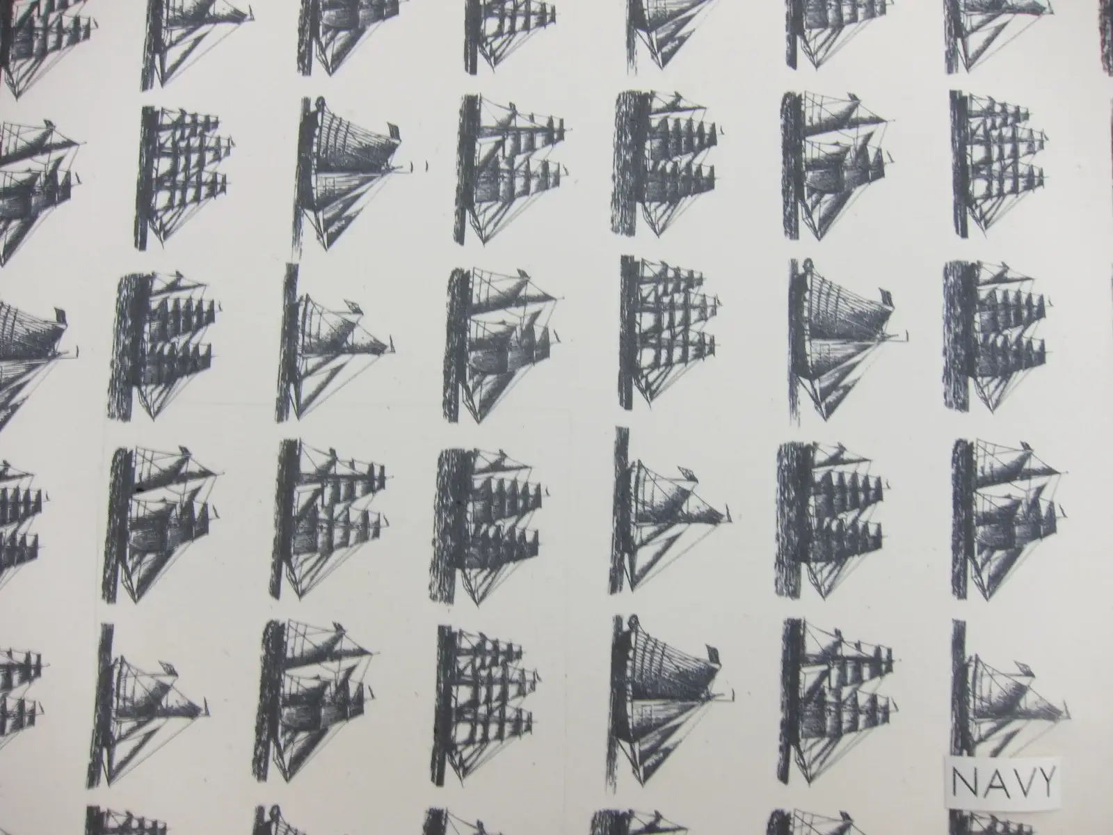 Printed Silk Chiffon (in Navy)1