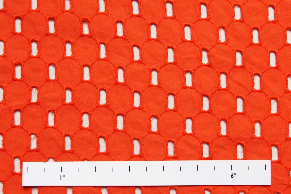Cotton Eyelet in Orange0