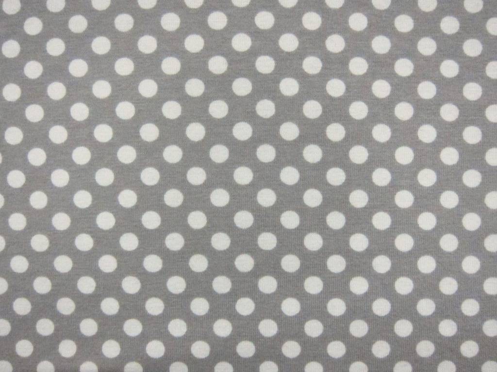 Cotton Jersey Polka Dot Print in Grey0