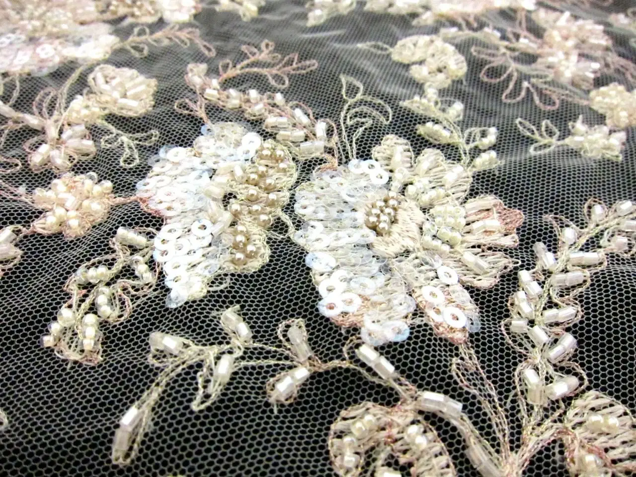 Beaded and Sequined Embroidered Illusion 2