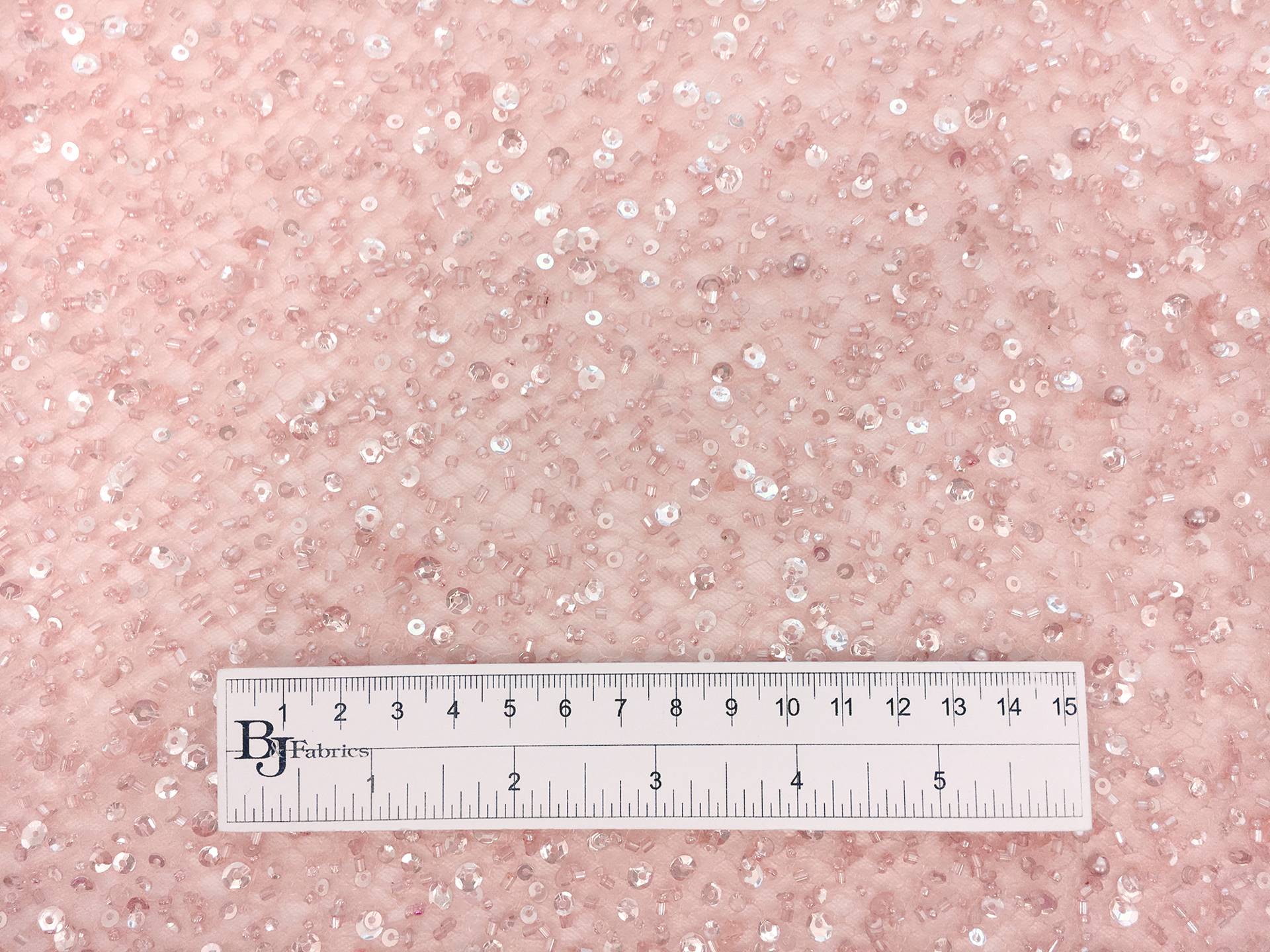 Heavy Beaded Tulle in Baby Pink