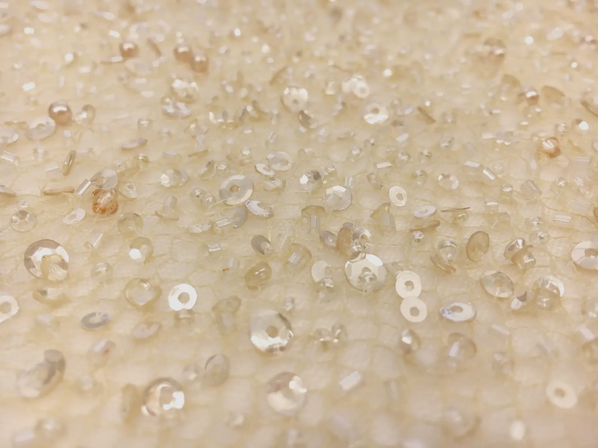 Heavy Beaded Tulle in Tan