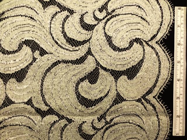 Silver and grey double scallop swirly French metallic Chantilly Lace