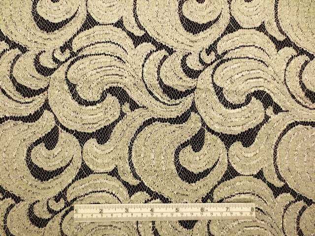 Silver and grey double scallop swirly French metallic Chantilly Lace