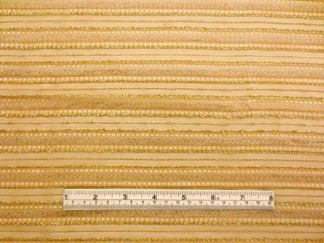 Double scallop stripe gold metallic French Chantilly Lace