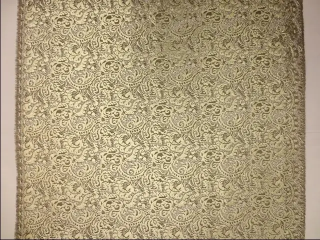Double scallop paisley light gold metallic painted French Embroidered Lace