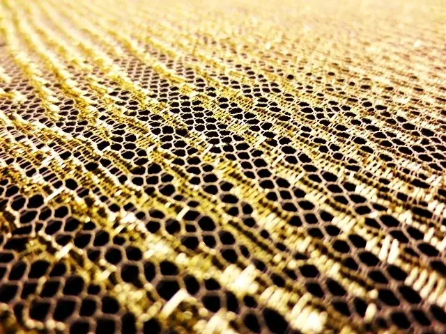 Single scallop gold metallic French Chantilly Lace