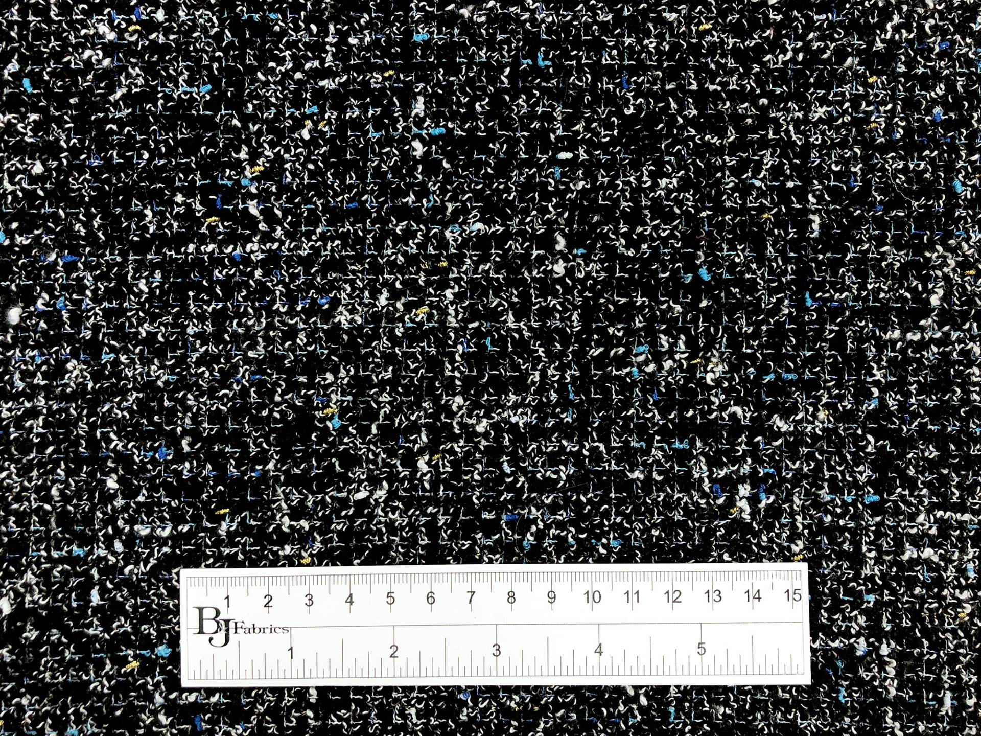 Poly Wool Lurex Tweed in Black