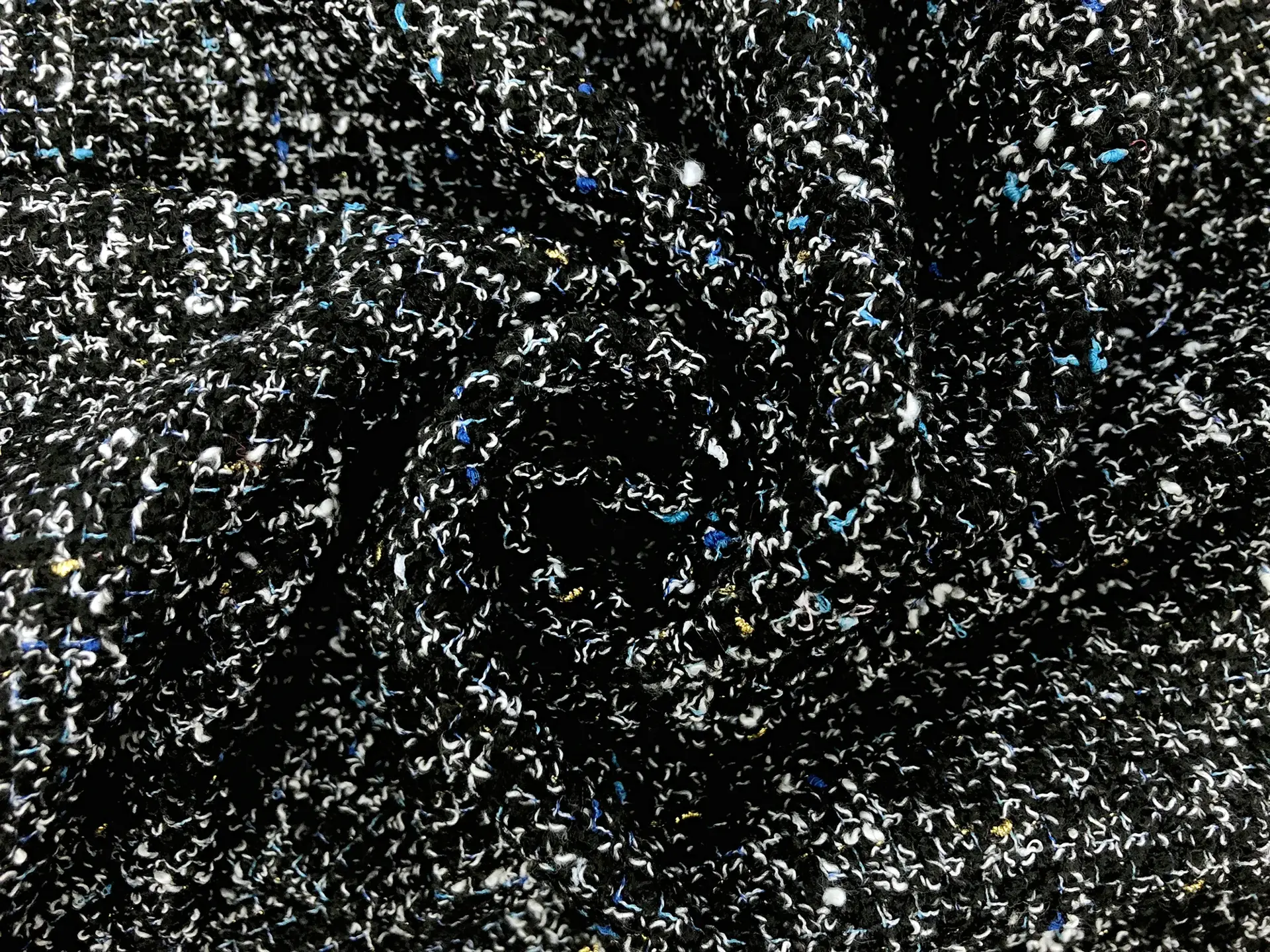 Poly Wool Lurex Tweed in Black