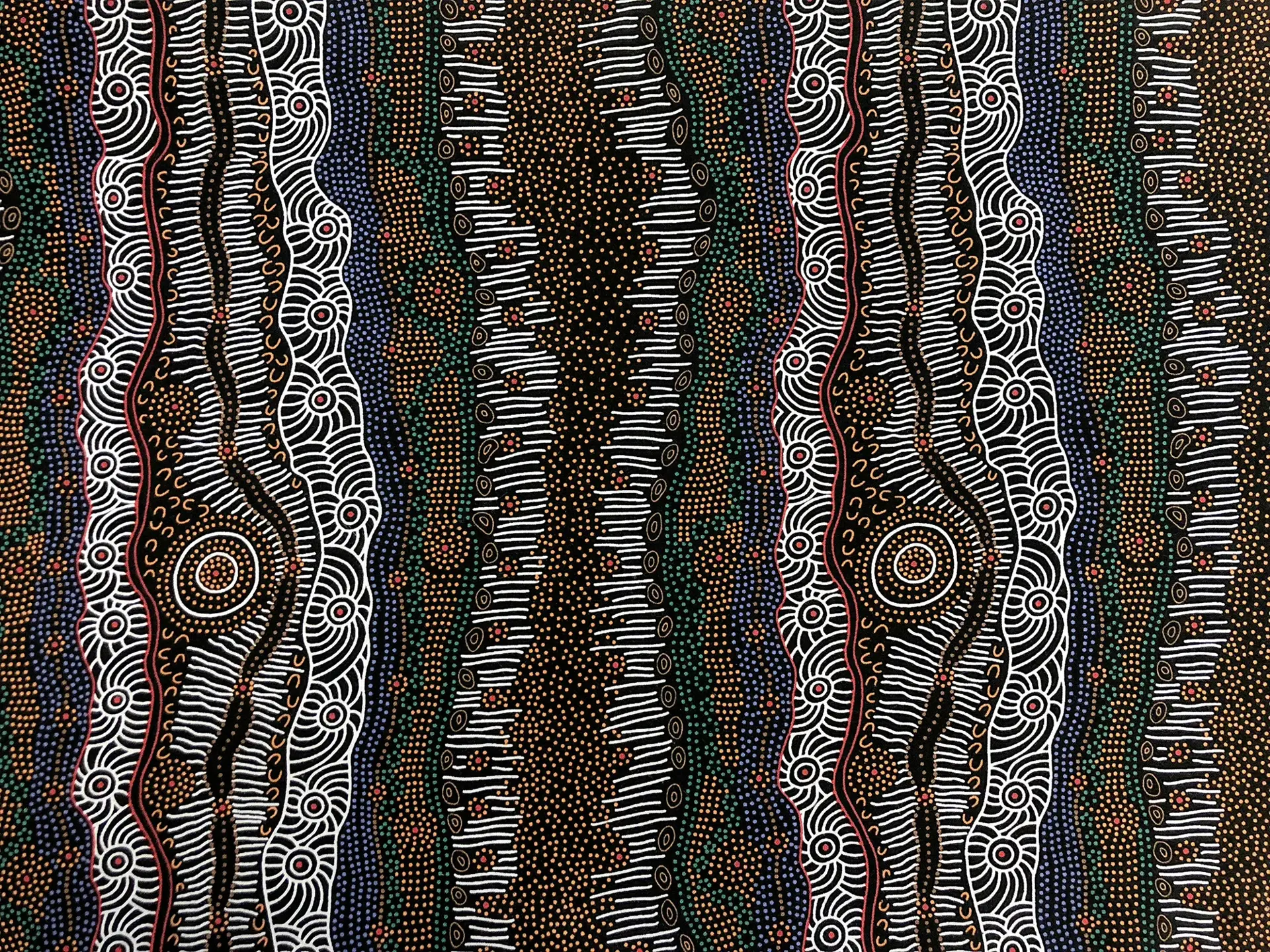 Australian Cotton Print With Aboriginal Motif