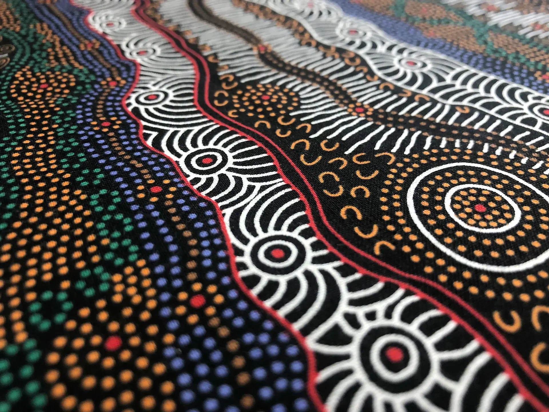 Australian Cotton Print With Aboriginal Motif