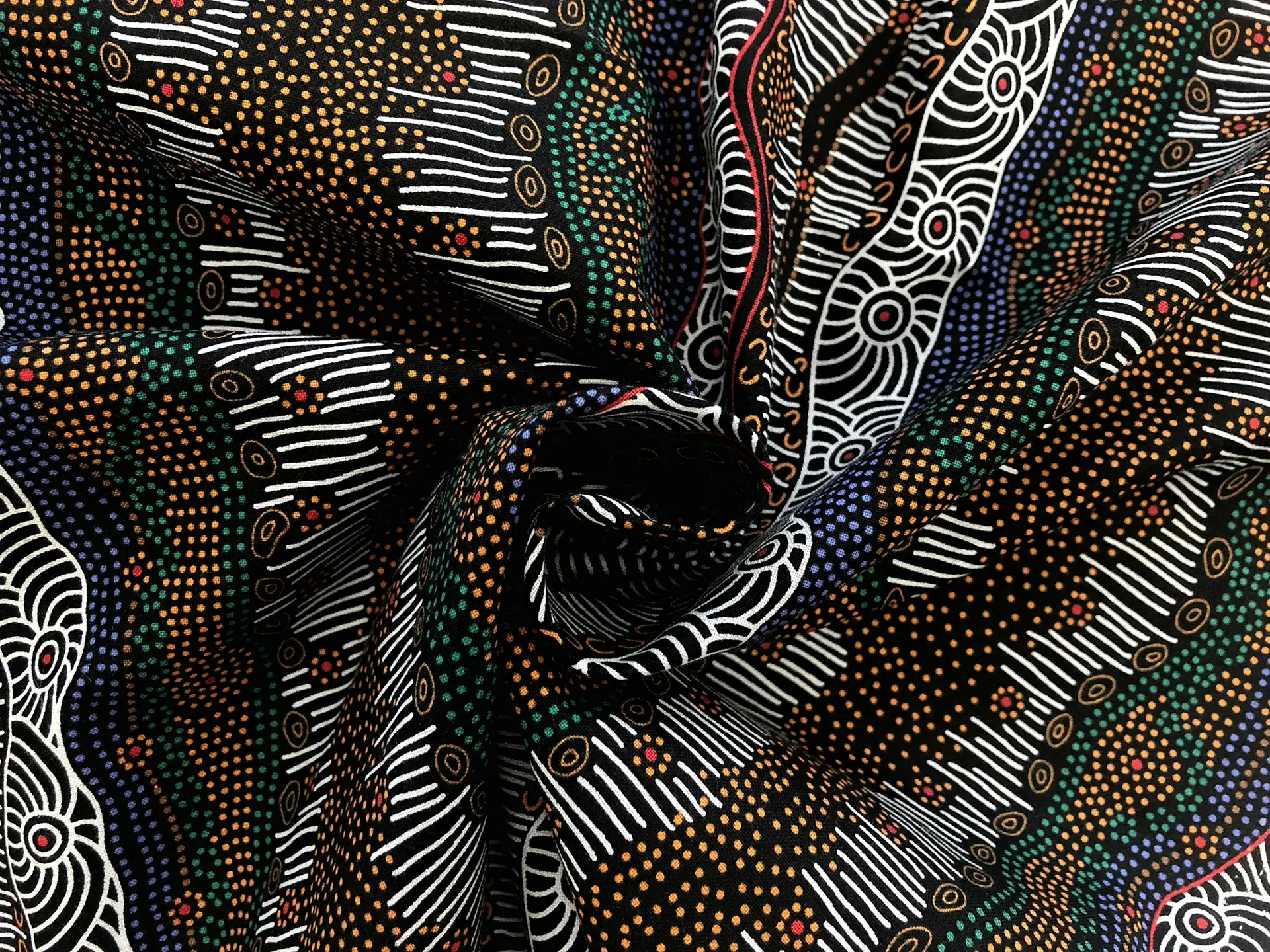 Australian Cotton Print With Aboriginal Motif