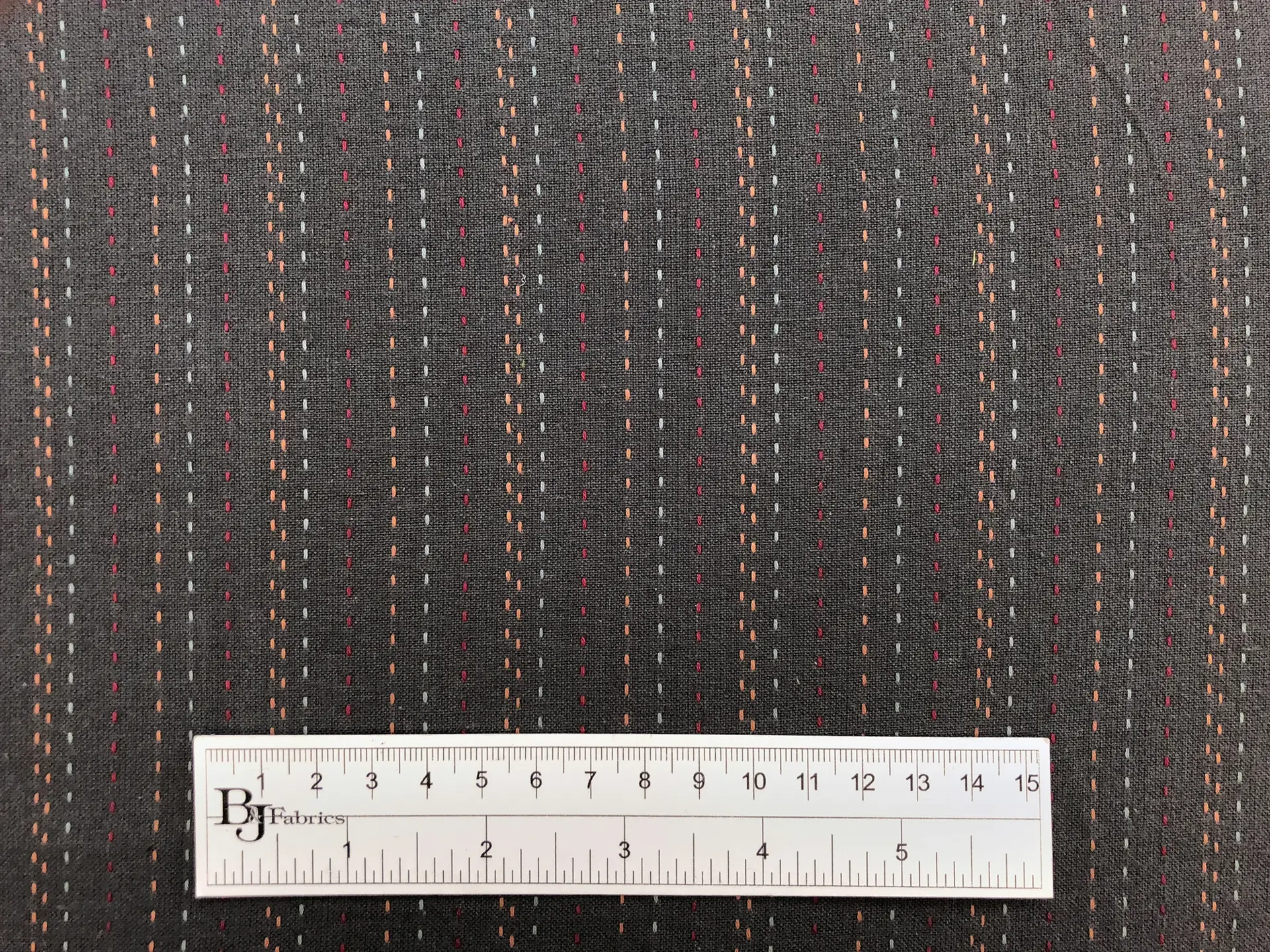 Cotton Stitched Novelty Stripe in Gunmetal