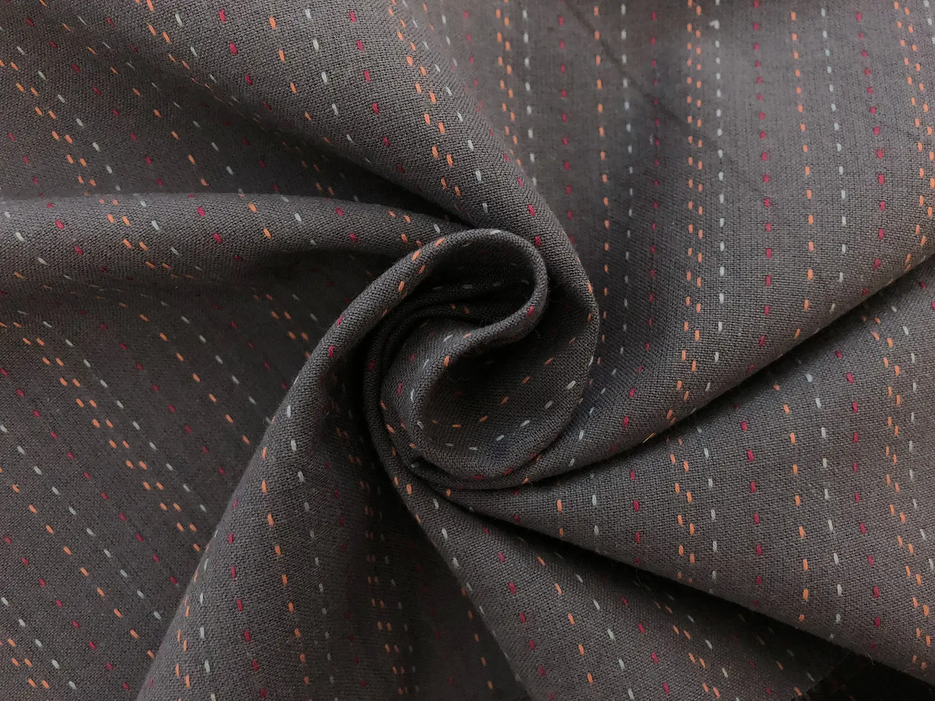 Cotton Stitched Novelty Stripe in Gunmetal