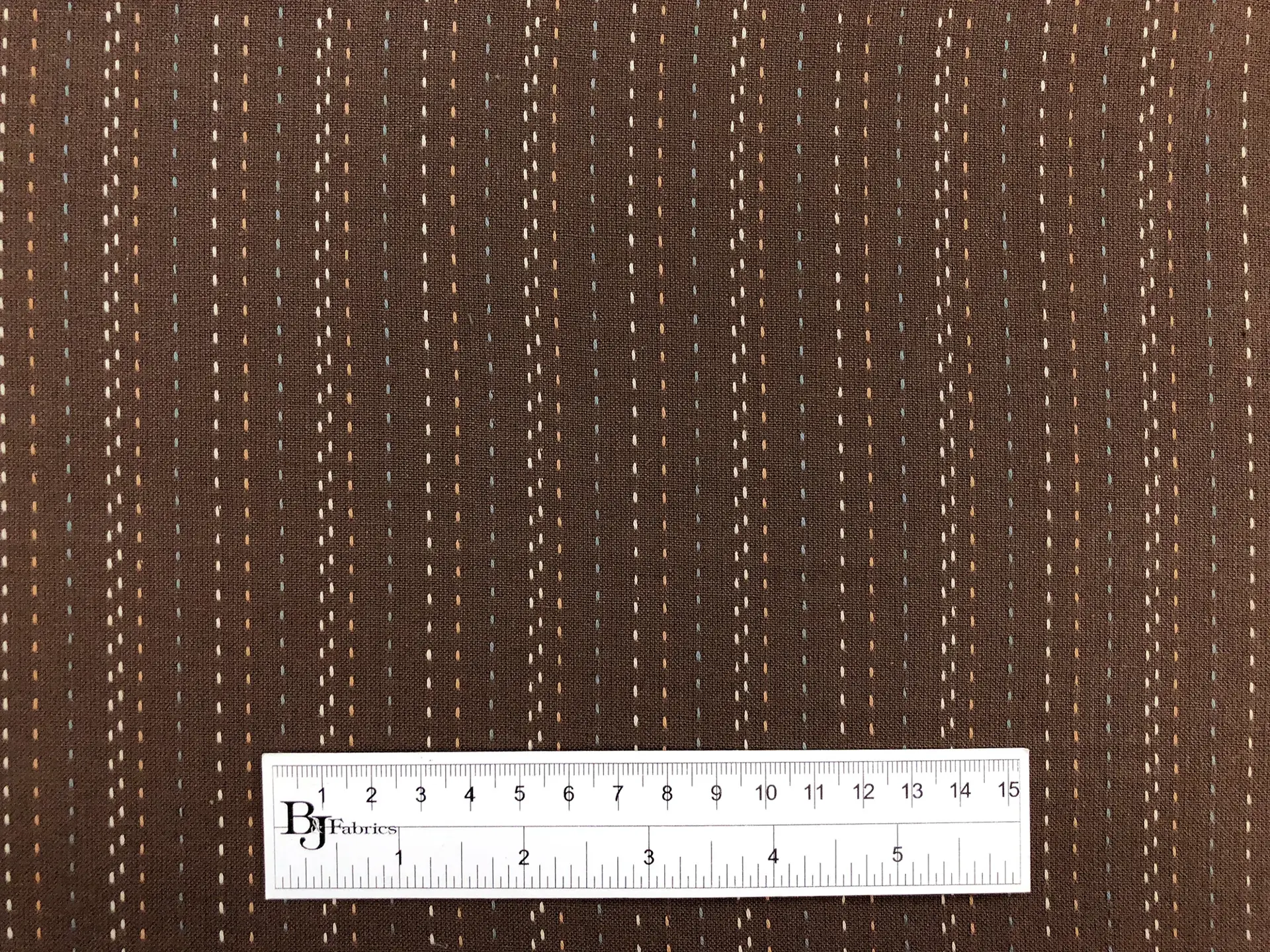 Cotton Stitched Novelty Stripe in Coffee