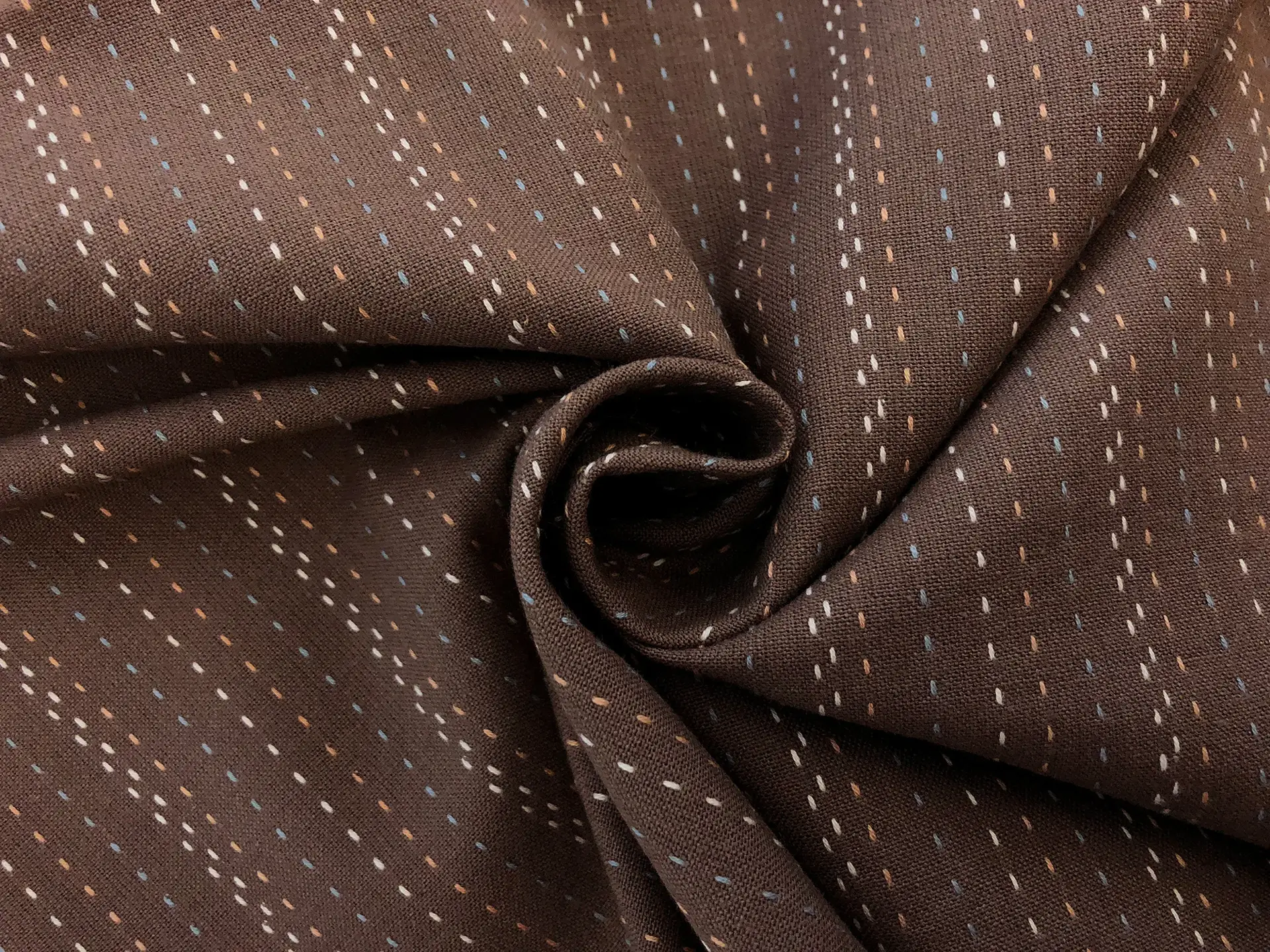 Cotton Stitched Novelty Stripe in Coffee