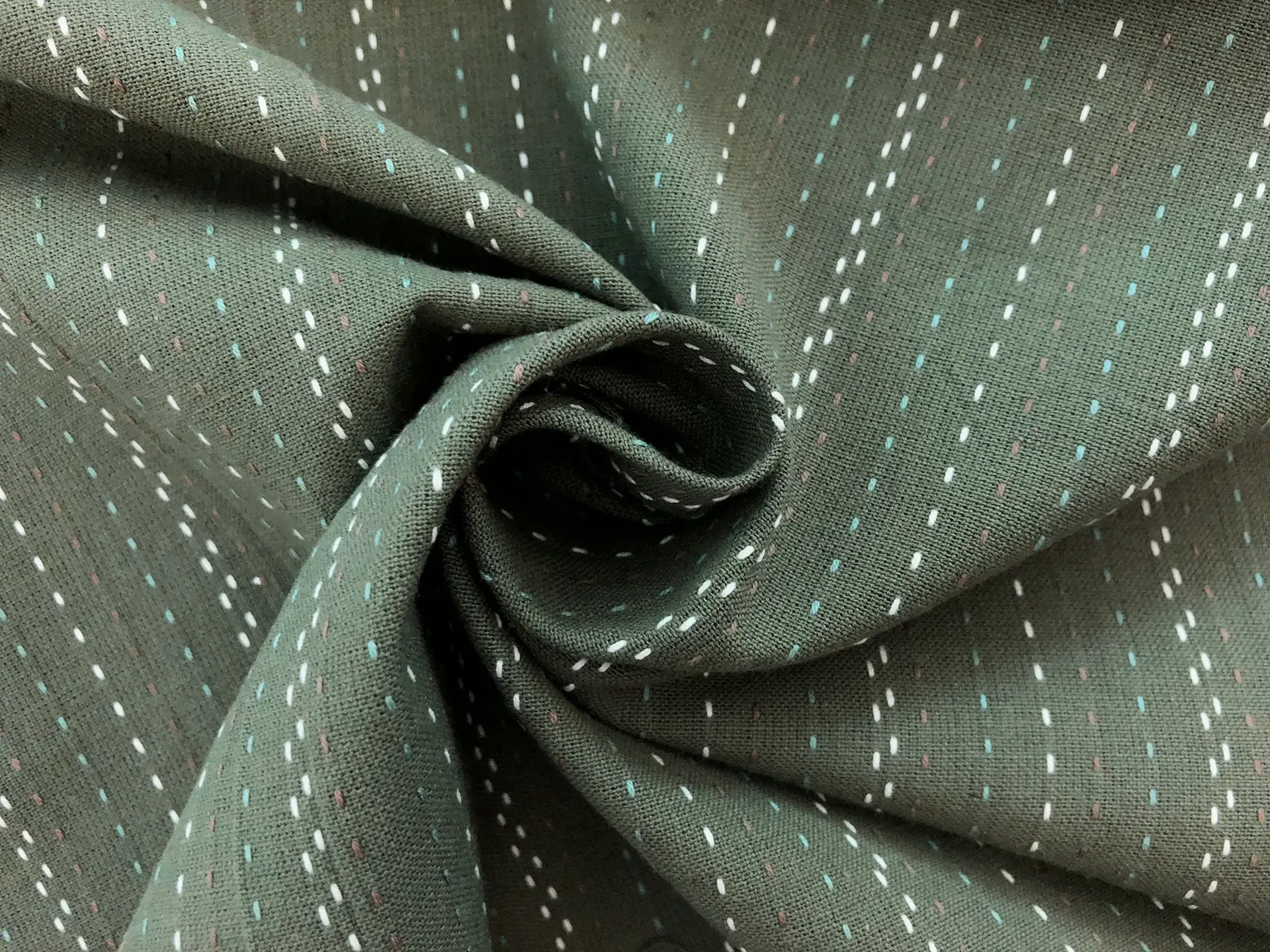 Cotton Stitched Novelty Stripe in Asparagus 