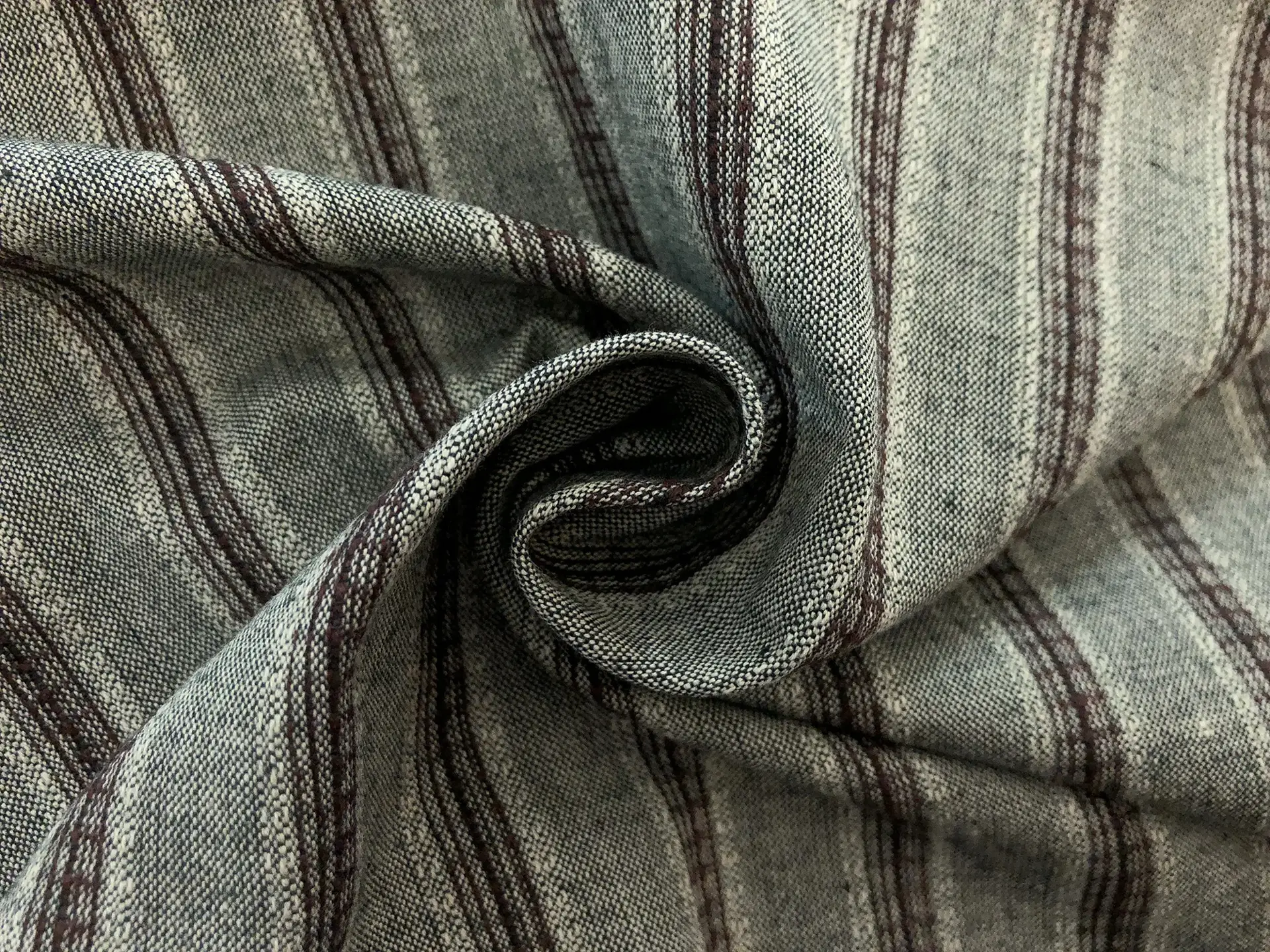 Cotton Striped Novelty in Sage Chocolate