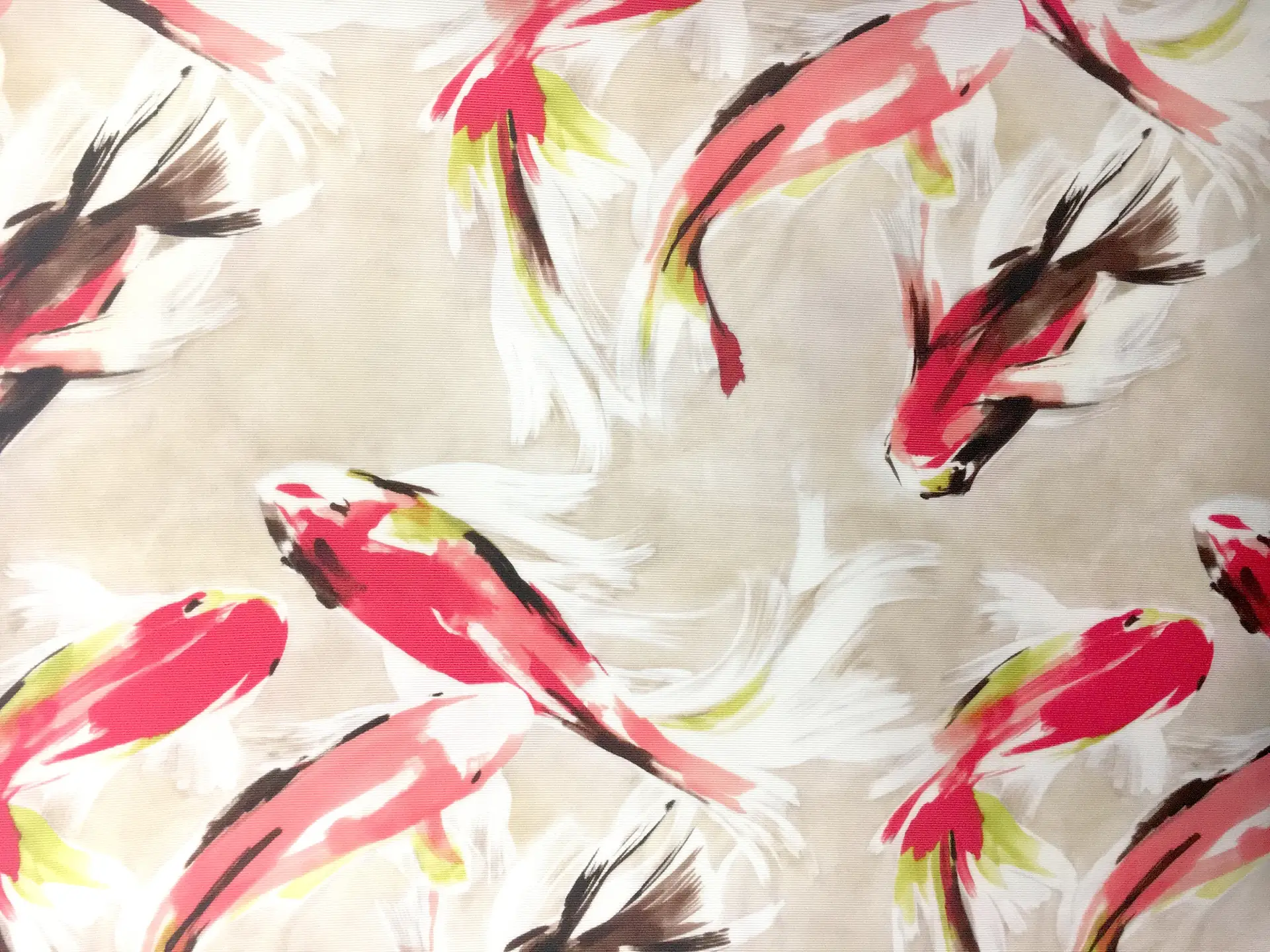 Printed Cotton and Rayon Blend Faille with Koi Fish