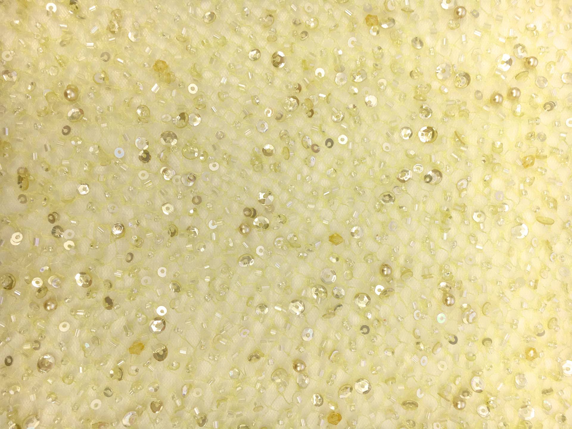 Heavy Beaded Tulle in Yellow