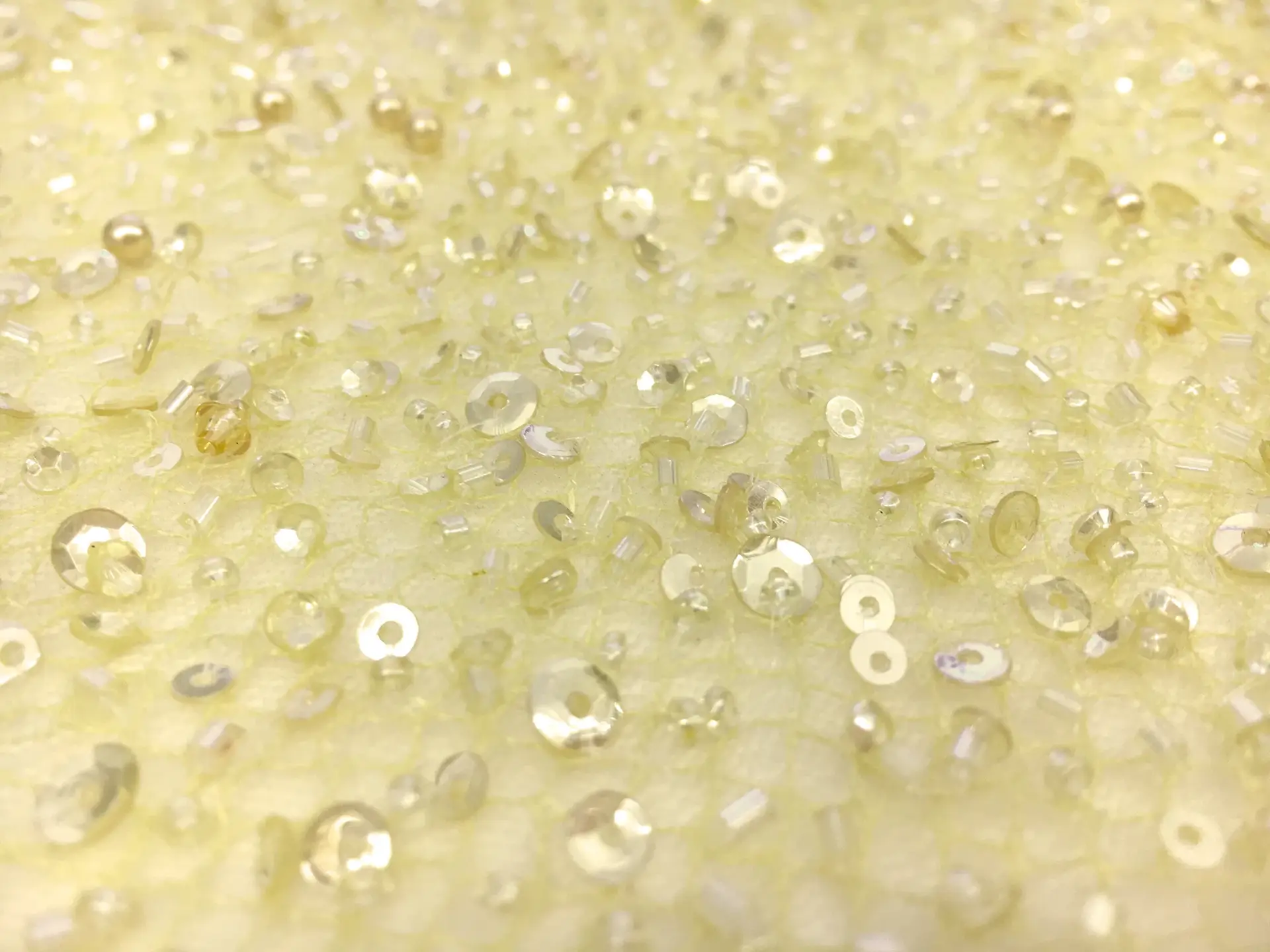 Heavy Beaded Tulle in Yellow