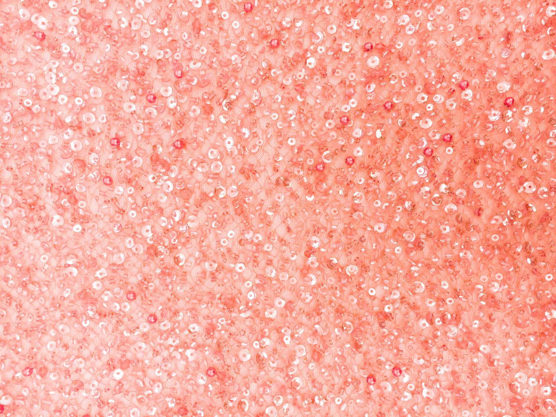 Heavy Beaded Tulle in Coral