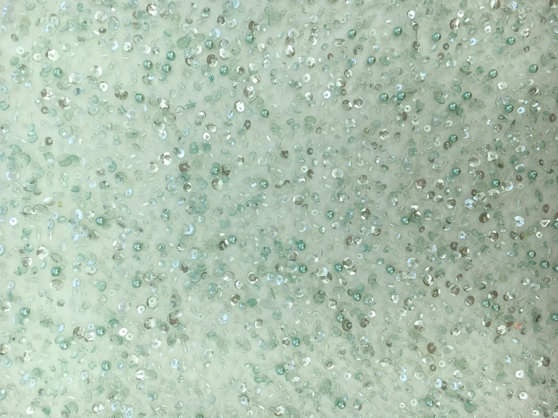 Heavy Beaded Tulle in Sea Green