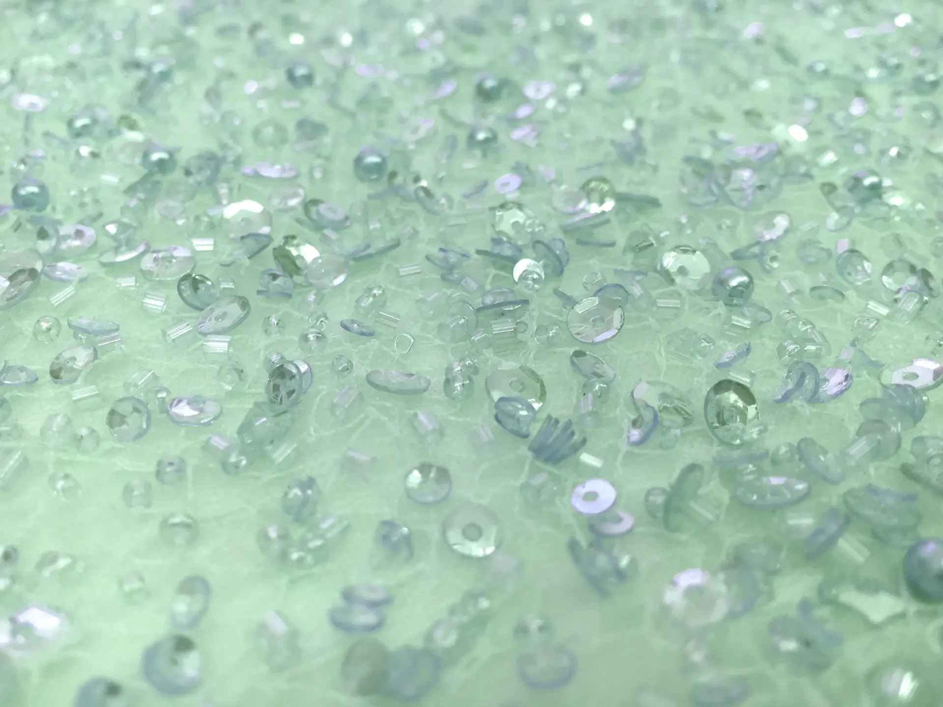 Heavy Beaded Tulle in Sea Green