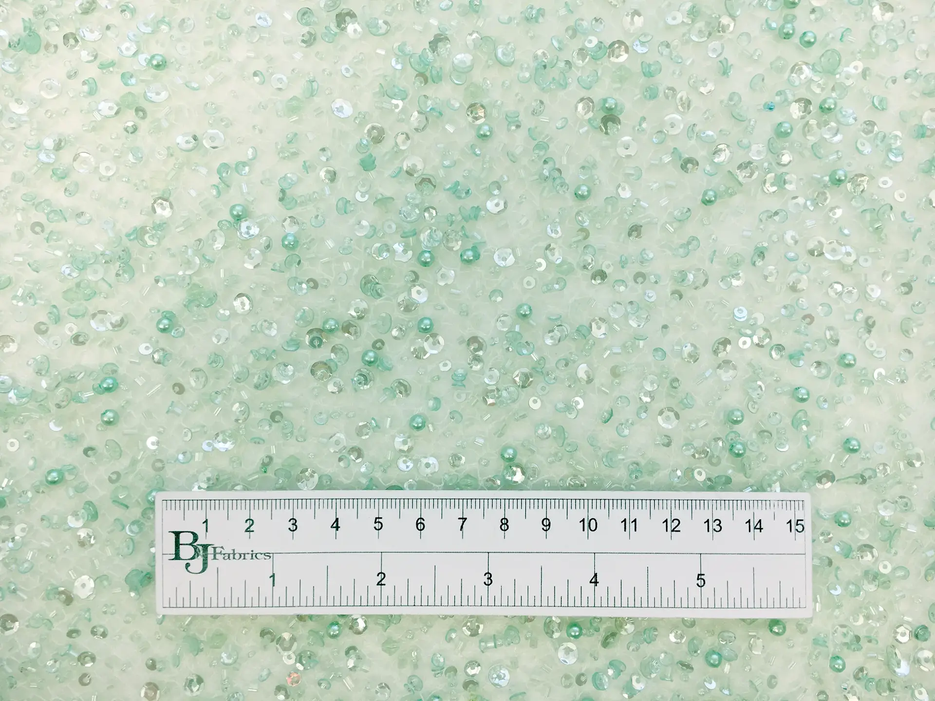 Heavy Beaded Tulle in Sea Green