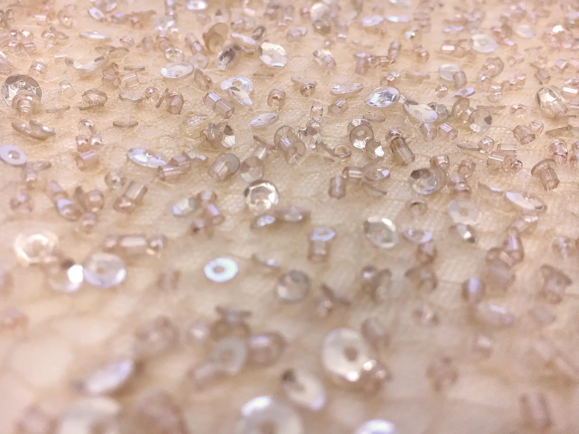 Heavy Beaded Tulle in Nude