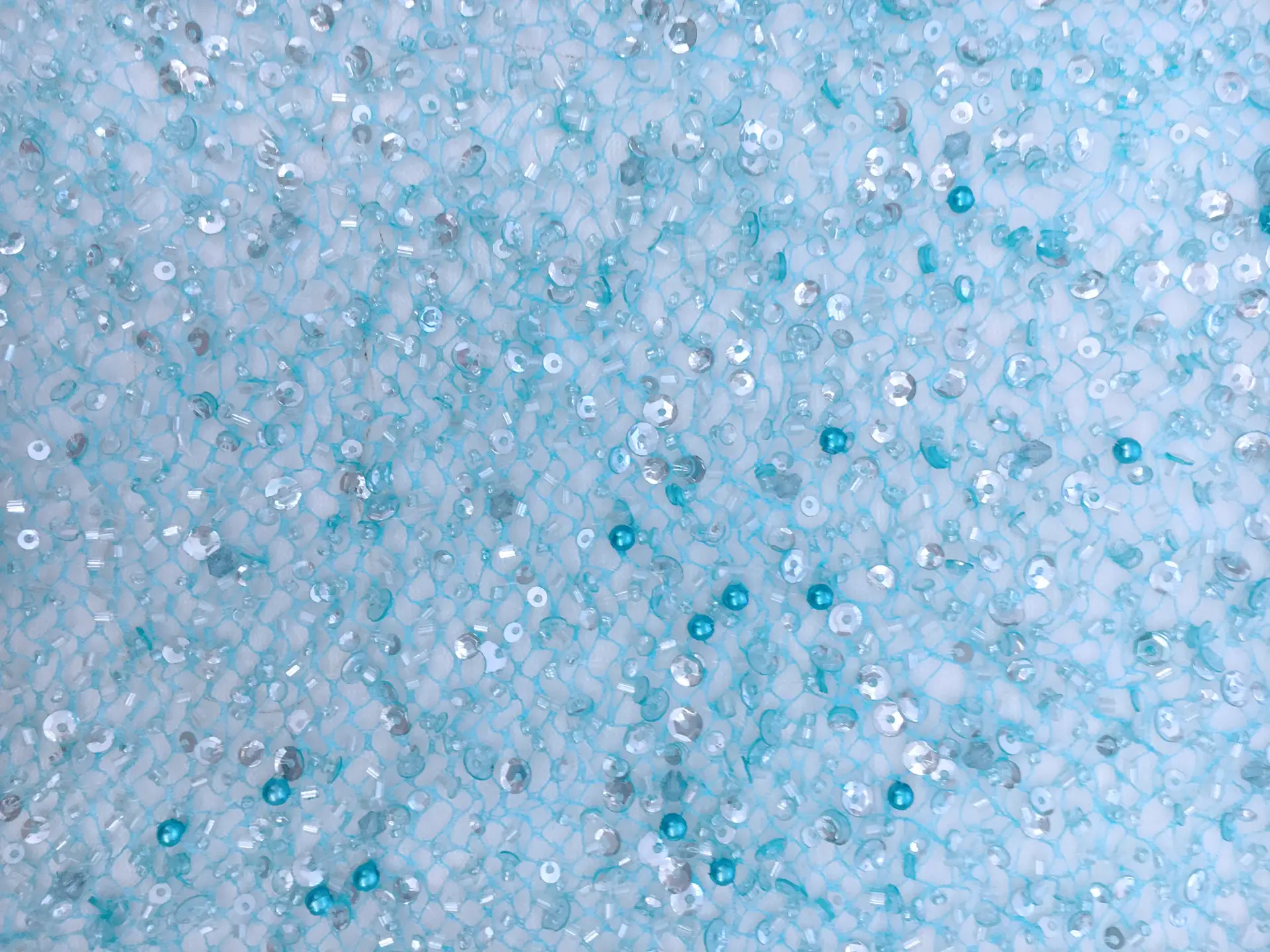 Heavy Beaded Tulle in Blue