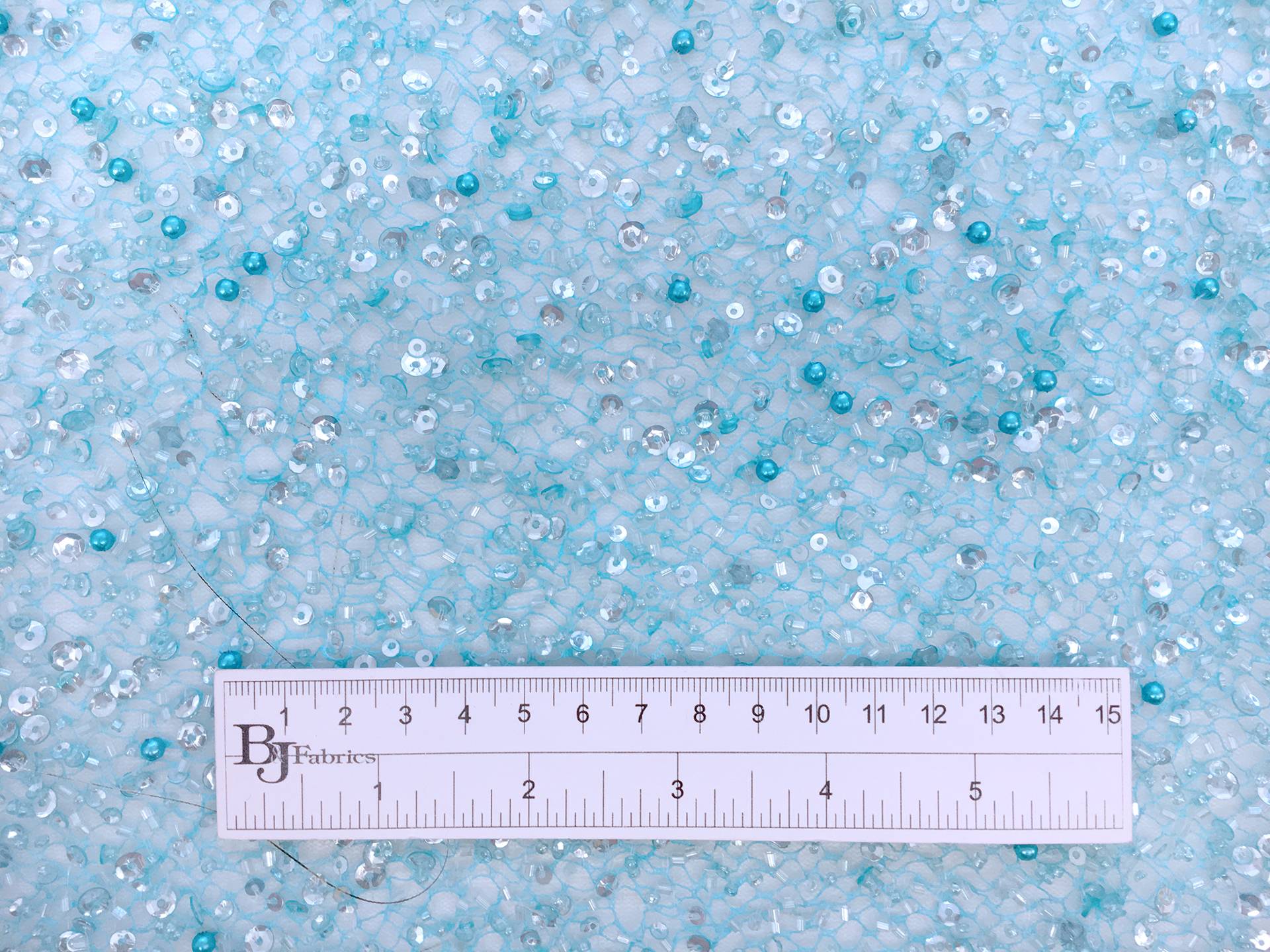 Heavy Beaded Tulle in Blue