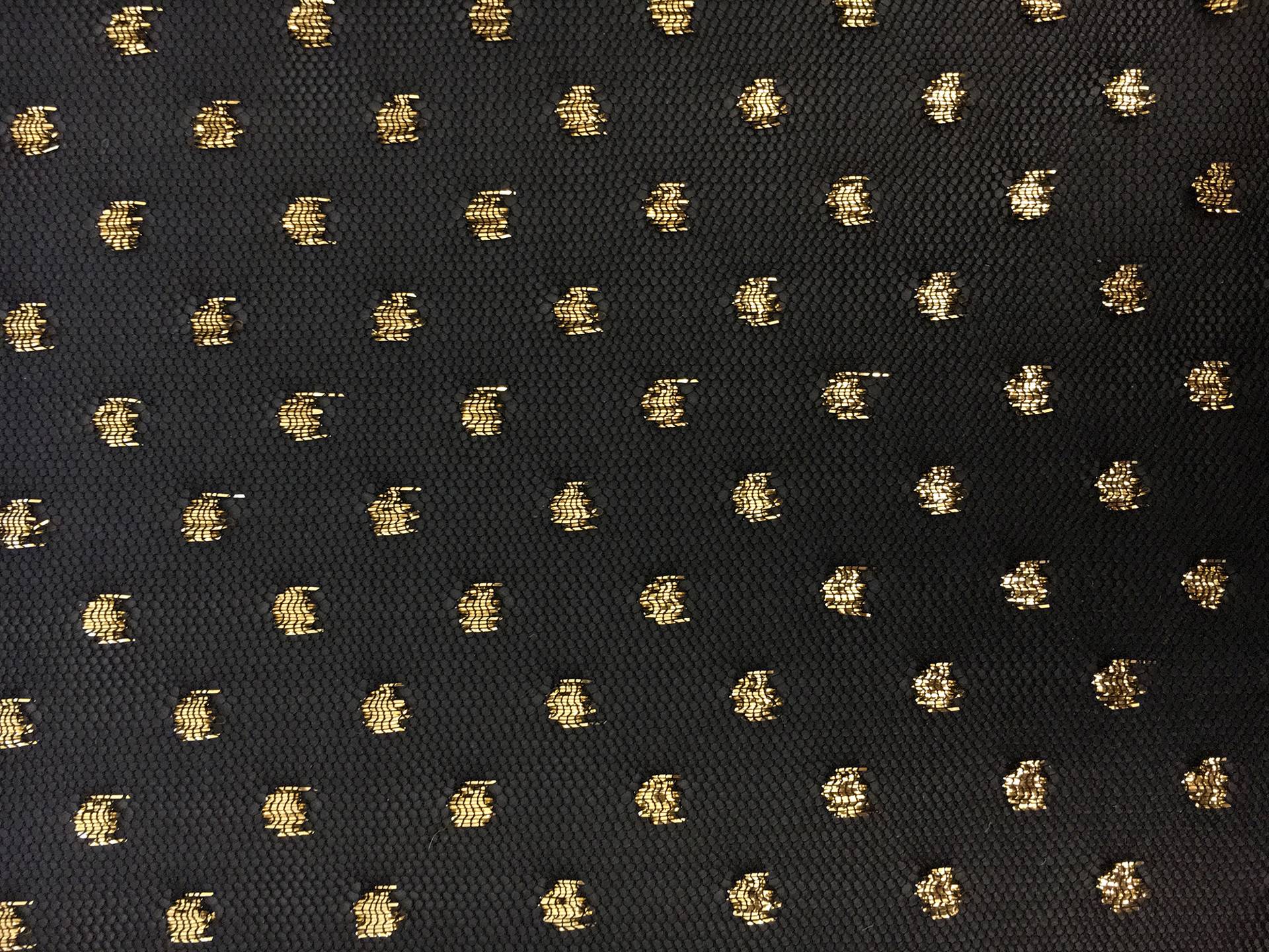 Metallic Point D'Sprit Net in Gold and White in Black and Gold