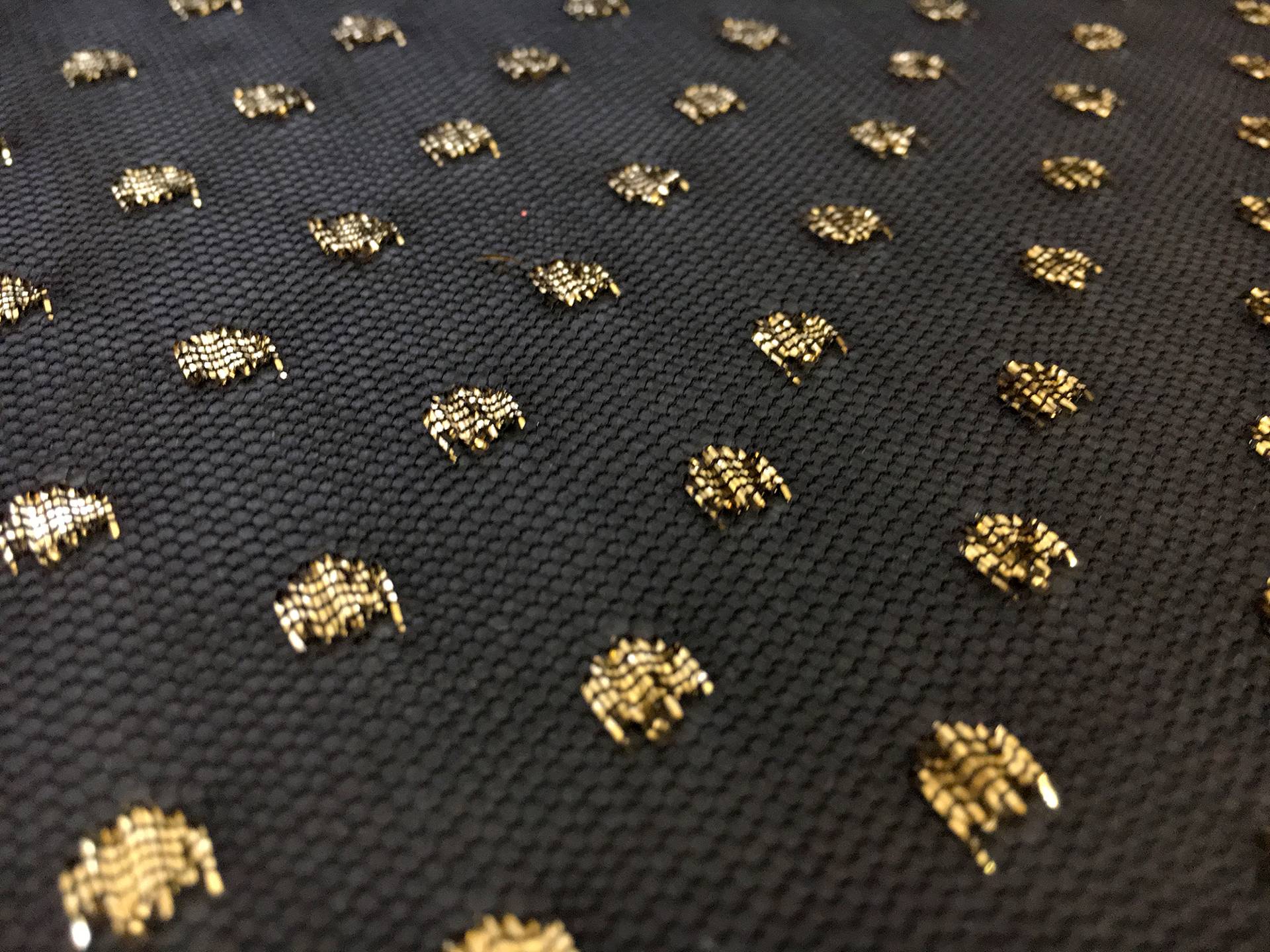 Metallic Point D'Sprit Net in Gold and White in Black and Gold