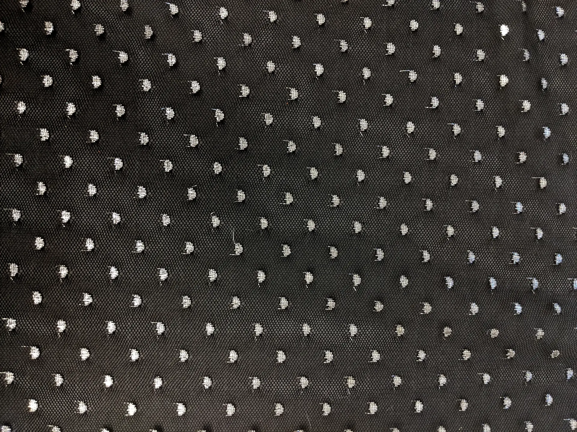 Metallic Point D'Sprit Net in Black and Silver