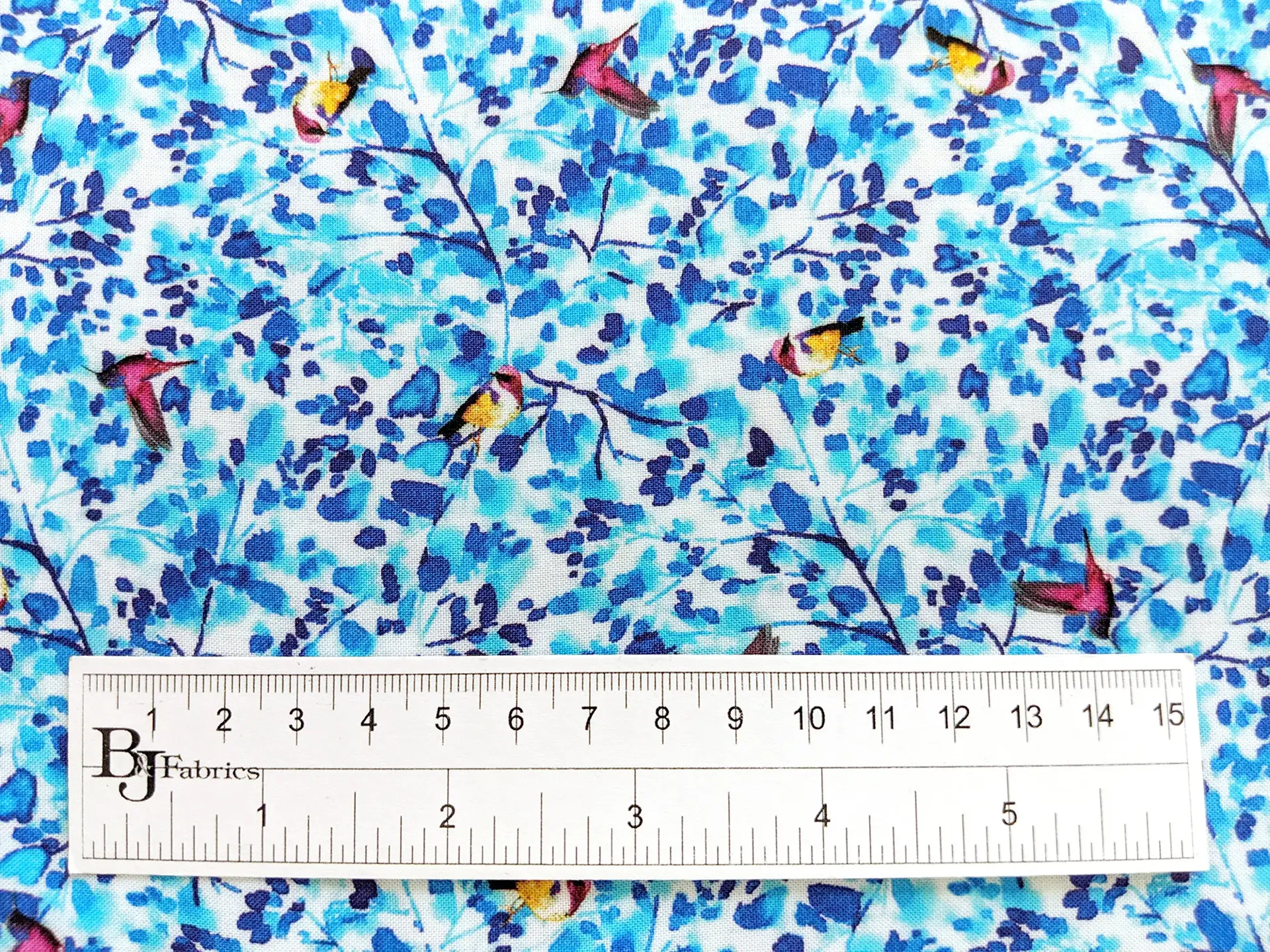 Viscose Print with Small Florals and Birds