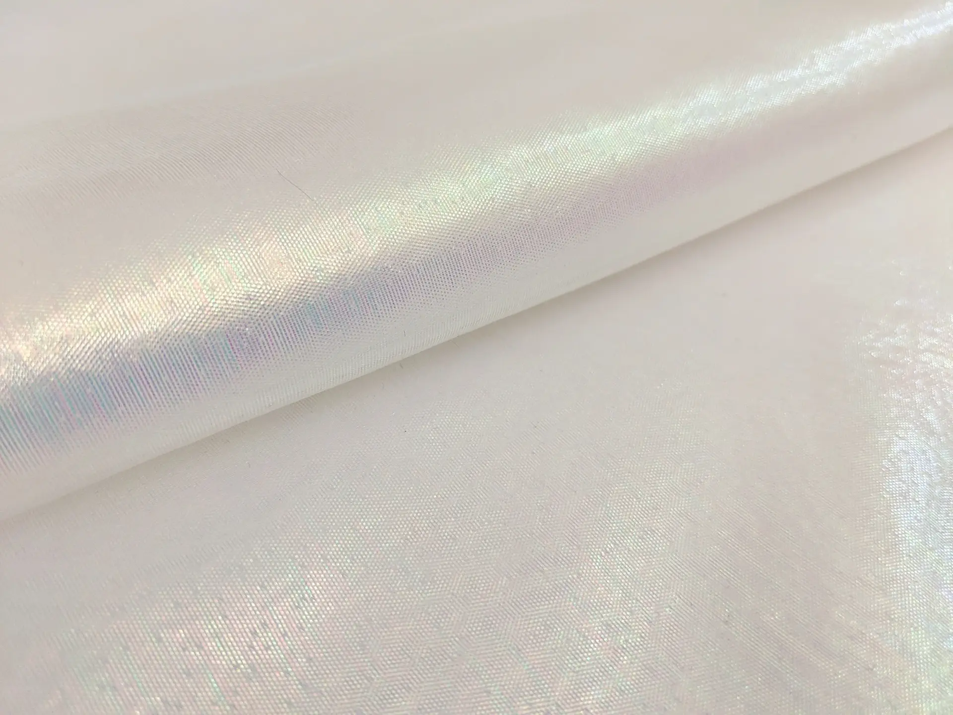 Sheer Opalescent Organza in White