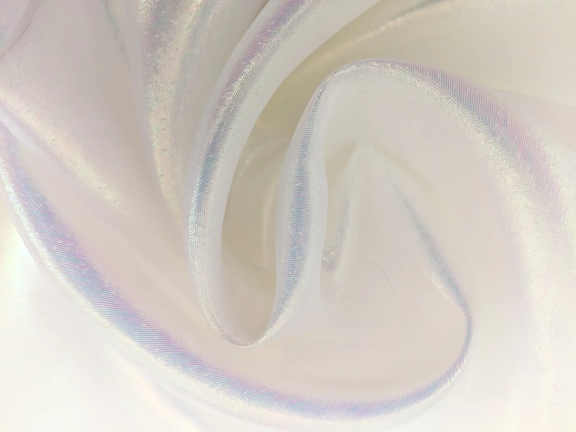 Sheer Opalescent Organza in White