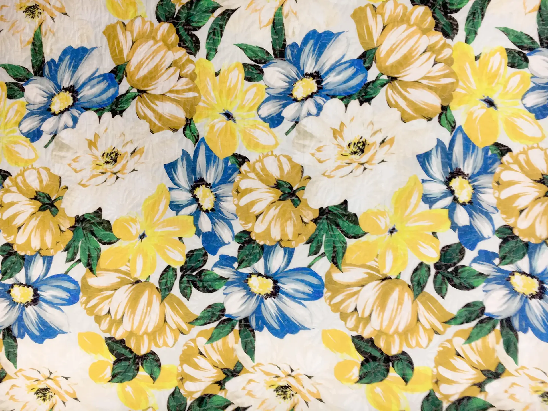 Cotton and Silk Blend Matelassé with Large Floral Pattern