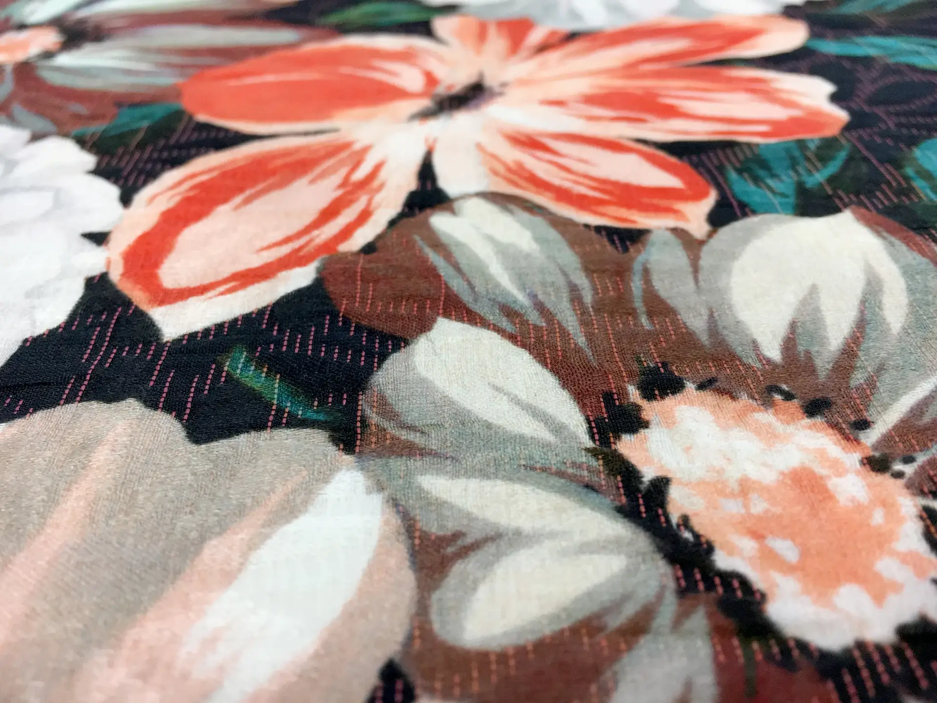 Cotton and Silk Blend Floral Matelassé
